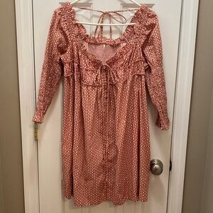 Free People Pink and Orange Smocked Dress